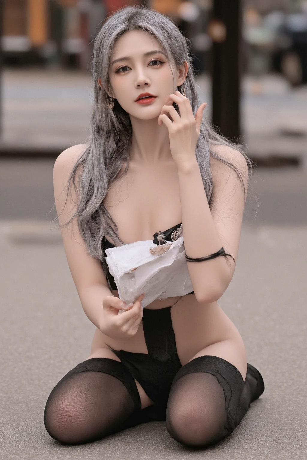 black silk stockings,Open your mouth.,Spread their legs.,Cute nose,Cute and beautiful girl,The legs are quite long.,The chest is quite large.,nude,,Face me below.,The eyes are quite large.,fine facial features,long-haired,Reveal panties,The eyeball is quite large.,sparkle in eyes,Soft feet,The nose is quite large.,White Hair,hand up,Sticking out her tongue.,No shoes.,urine,double ponytail,Sweating all over the body.,Step Crouching Horse,Tap your finger on your panties.,With a lollipop in his mouth.,Streaming tears,stuck in the air,16K resolution