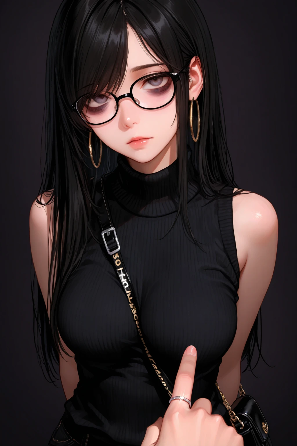 Super detailed, Highest quality, 8K, Ultra-high resolution, Black Hair, One Woman, amount, Glasses, Stiletto heels, Midnight, Slim figure ,Straight Hair, short hair, Glasses , (((Sweat, vapor))), sheer turtleneck dress, skin, Stiletto heelsサンダル, Beautiful feet, Blushed, Dark room、Full body paint、Detailed face、Delicate facial features、Detailed skin、Shiny skin、Detailed face、Delicate facial features、Detailed skin、Black glossy stockings、Beautiful Face、Perfect Face、非常に精巧でBeautiful Faceと目、Attractive face、Top view、Respect、Nightclub、