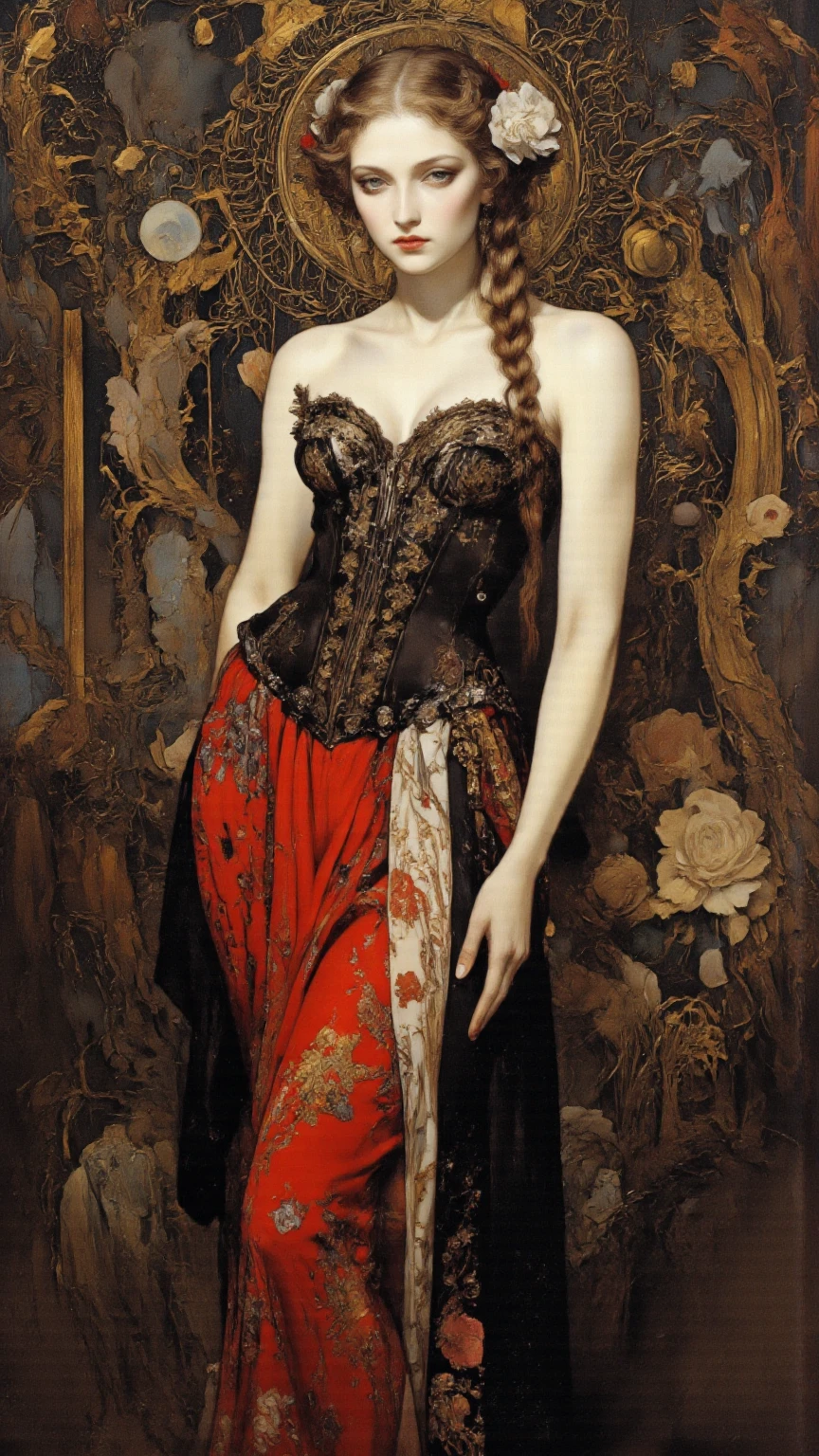 best qualityer, super detaill, work of art, ultra HD, 8K, 1 girl, focus on the girl, Mereoleona Vermillion, redgown, chic, sexy e sensual, showing off your thighs, emphasis on the thighs.