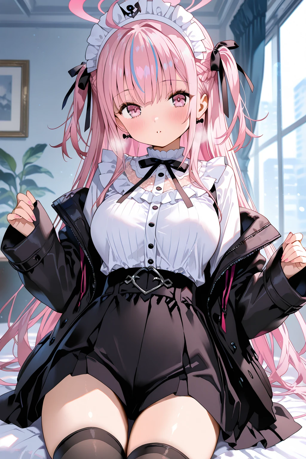 absurdres, absolutely resolution, incredibly absurdres, highres, ultra detailed, official art, unity 8k wallpaper,
BREAK
1 girl, soro, twintails, bow, cardigan vest, short sleeve shirt, plaid skirt, over black legwear, loafers, smile, Sexual girl, seducing men, colourful, bewitching eyes,