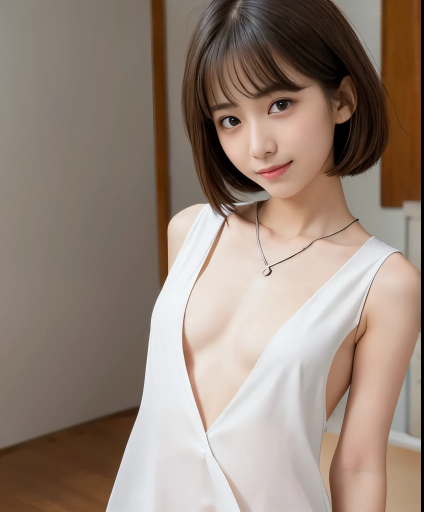 table top, highest quality, figure, super detailed, finely, High resolution, 8k wallpaper, 完璧なダイナミックな構figure, detailed and beautiful eyes, ladies fashion summer,medium hair,small breasts natural color lip, bold sexy pose,smile,Harajuku、20 year old girl、cute、sexy shot looking at camera
