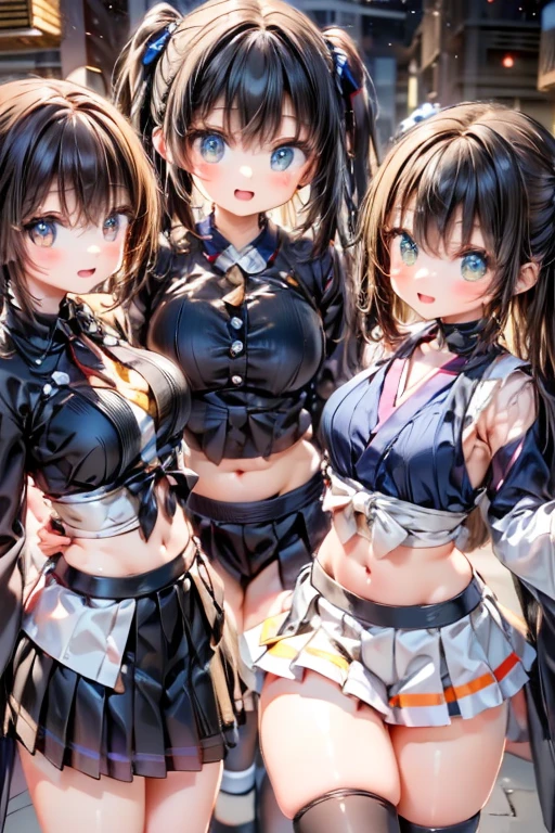 masterpiece, ((Highest quality, Detailed and realistic 3D))、Idol Concert、((Concert Stage、Concert Venues))、(3 人のcute裸の女の子、cute:1.3、Slim figure:1.4、smile、sing、dance、Mr.々Hair style、pubic hair、fun、Open Stance:1.2)、(((Full nudity、Pussy)))、(Realistic and detailed skin texture、Big beautiful eyes、Ribbon Hairband、Idol Costumes、Ultra mini skirt)、((The characters are unique、Mr.々Hair style