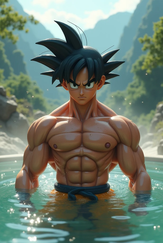 Goku in a lake