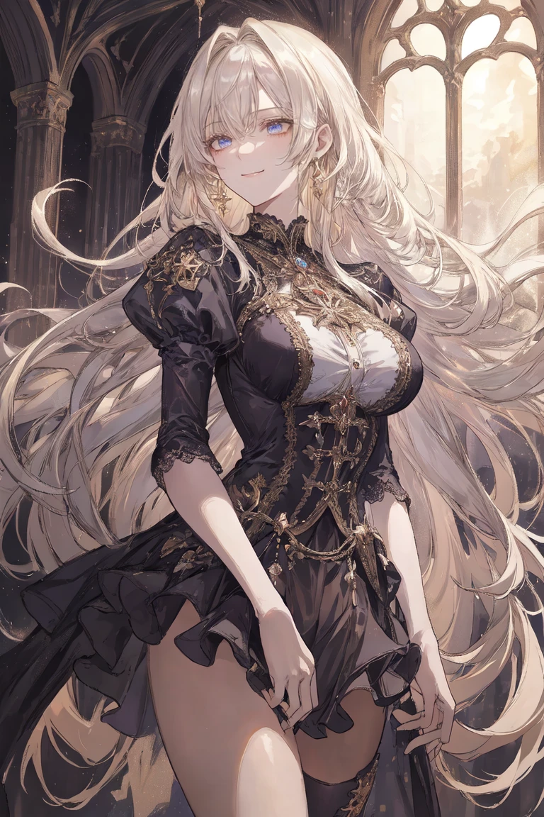 ((anime artstyle)),(Masterpiece),(Best Quality), (Super Detail),((Very Delicate and Beautiful)),(((Solo))),((full body)),(((1 girl in beautiful embroidery and jeweled gorgeous gothic dress with voluminous full length hoop skirt))),Long train,crinoline,(gorgeous gemstone jewelry),detailed face and eyes,jewel-like eyes,((extremely voluminous Very Long Hair,Straight Hair)),((gigantic tits,Long tits)),(gorgeousfull embroidery and lace),gorgeous corsage,See-through,extremely gorgeousfull hair ornament,bling-bling extremely gorgeousfull jeweled tiara,ornate ruffles,((Dynamic Angle)),Looking at viewer,outdoor,((beautiful detailed garden)),beautiful blooming flowers,((full body)),((beautiful embroidery and jeweled extremely gorgeous gothic dress with voluminous full length hoop skirt))