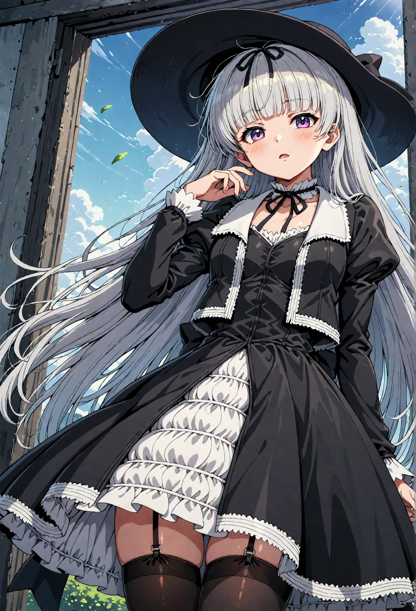 Gretel (black lagoon), gothic fashion,black hat,, best quality, HD ,masterpiece, High-resolution,,