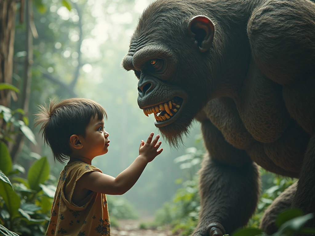 Little man attack a giant man.
