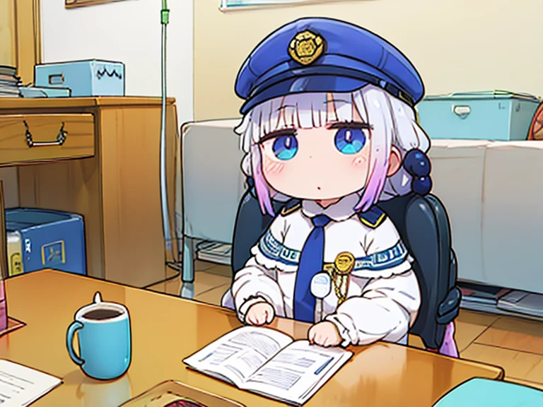 girl(Round Glasses、uniform(Navy Blue)、wheelchair)School