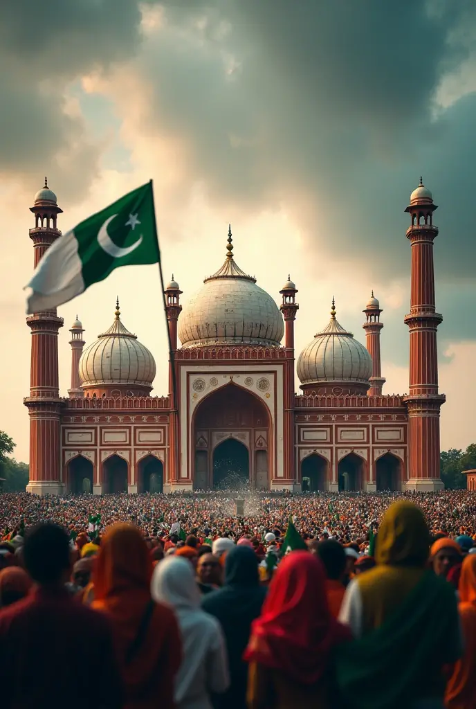 Create picture A large white flag And Wrote it TAHREEK LABAIK PAKISTAN Stand with 20099 Mens Pakistan National Assembly 