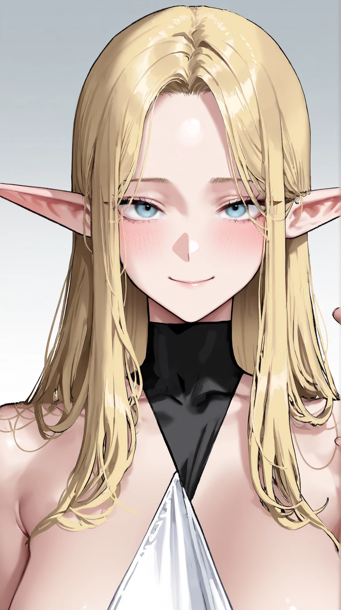 In Yusuke Murata style, Hold the pose, but draw with flat colors, cel shading, limited color palette and simplified lighting. a sexy girl . corpo sexy, green eyes, hair blonde, Eleven .