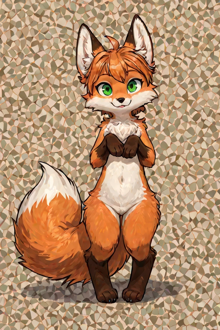 score_9, score_8_up, score_7_up, source_furry, an Anthro furry red panda girl, short spikes red hair, blue eyes, standing, naked, seductive