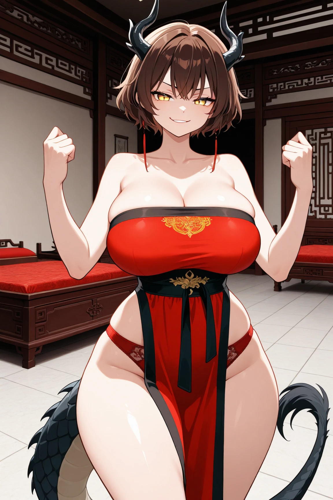 1girl, ((muscular body:1)), intricate, kimono, (eyeliner:1.2), looking at viewer,jewelry, detailed background,huge breasts (masterpiece, high quality:1),