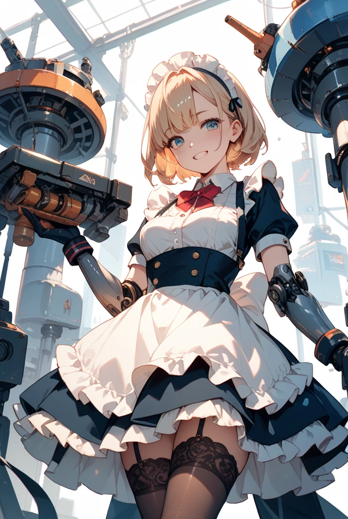 best quality, masterpiece, highres, solo, {maid:1.40}, {long maid dress:1.15}, {teruzuki_kantaicollection:1.15}, long_hair, braid, twin_braids, headband, light_brown_hair, hair_ornament, brown_hair, propeller_hair_ornament, blue_eyes, breasts, blush, open_mouth, hachimaki, serafuku, grey_eyes, black_headband, smile, hairband