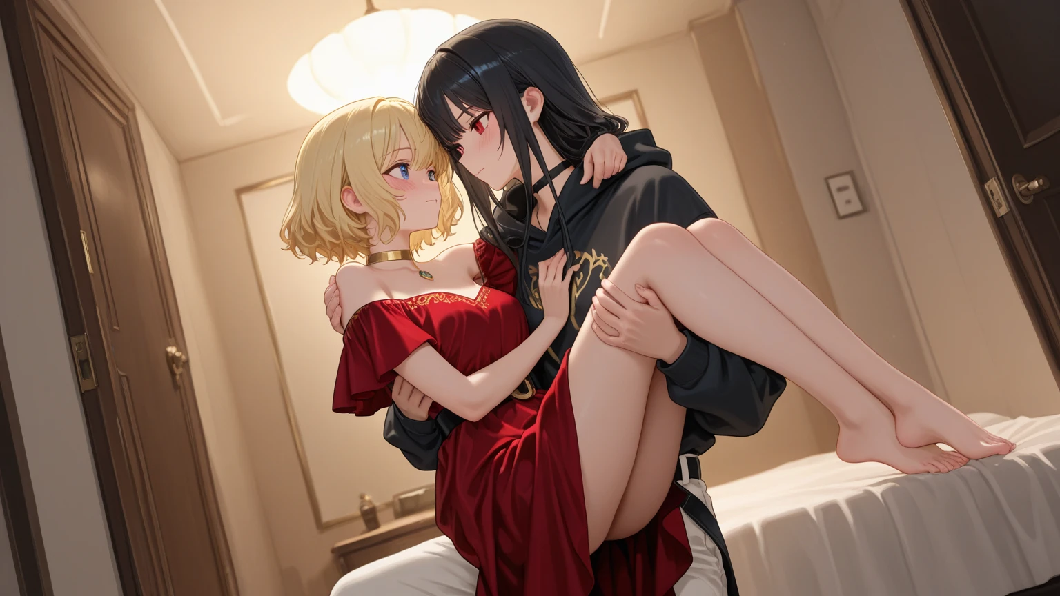 A boy  human whit hair white , a girl  demon whit hair Orange   {{sex con boy human and girl demon}} {{sex}}