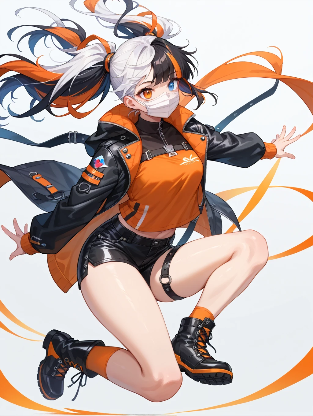 <lora:bea_outfit:0.9> bea_outfit, bodysuit, black bodysuit, bodysuit under clothes, hairband, black hairband, bow hairband, shirt, knee pads, shorts, short shorts, short sleeves, white shirt, <lora:Frieren:1> Frieren, twintails, earrings,, absurdres, ultra detailed, masterpiece, best quality, aesthetic, detailed,