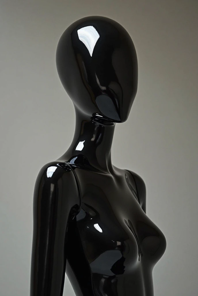 A mannequin with 3d plastic black layers on a white background 3d horror