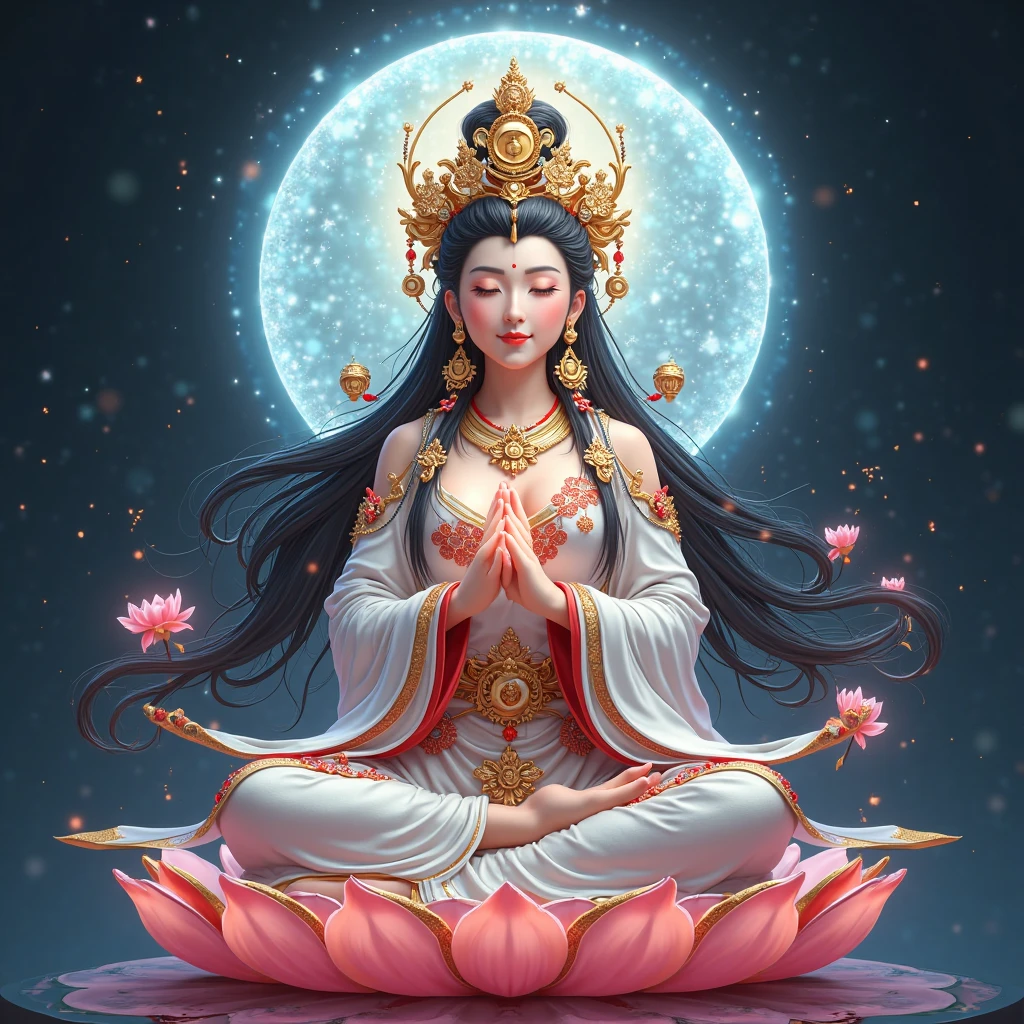 ((best quality)), ((masterpiece)),((1girl,smirk)),sitting,
<lora:pasguanv1:0.789>,(guanyin),
,hanfu,
starry sky