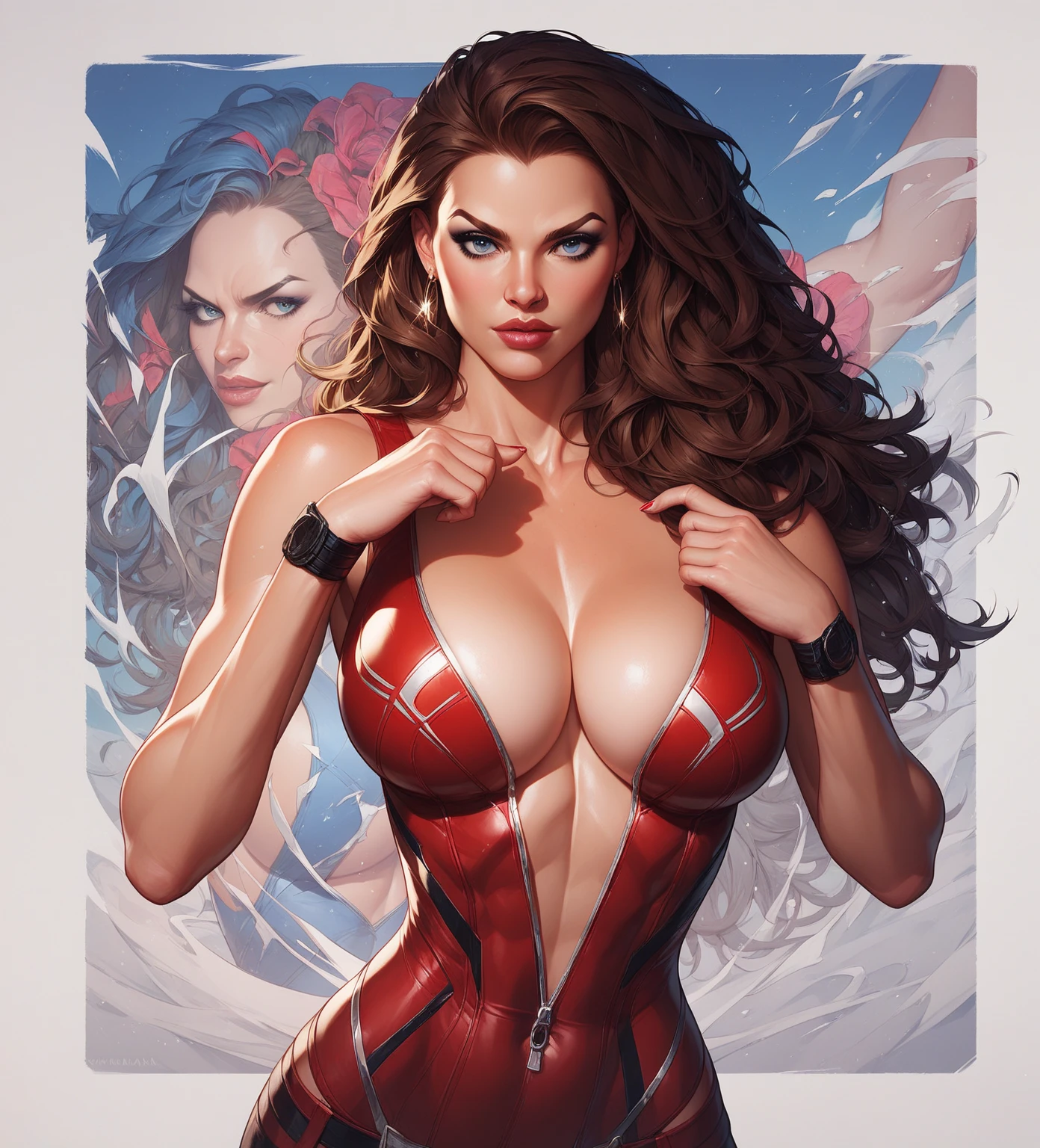 dreamlikeart, (<samdoesart>:0.7), kuvshinov, masterpiece, ((beautiful Jessica Rabbit)), ((big breasts)), ocean, large waves, attractive, Detailed Render, eyecandy, Breathtaking,8k resolution Greg Rutkowski, Artgerm, WLOP, Alphonse Mucha, dynamic lighting, hyperdetailed, intricately detailed, Splash art, trending on Artstation, triadic colors, Unreal Engine 5, volumetric lighting, ((busty)), big booty, vibrant colors,
wading in the pacific (ocean:1.2), (partially submerged shot:1.2), bright full sun, ((long hair with bangs)), face flushed, wet skin, looking at viewer, posing, pose, (black choker), (big booty)