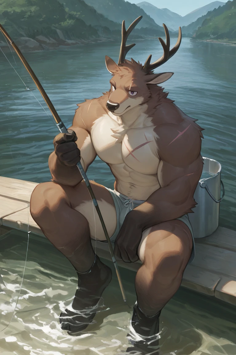 male, anthro (goat), ((black speedo, latex speedo)), ((rubbing bulge)), ((sitting on indoor poolside)), ((large pecs:1.2)), front view, close up, by personalami, by ruardri, by thebigslick, by kenket, hairy, ((tiled floor, pool, water, wet, school pool, window, sunny, indoor pool, detailed background)), speedo, shirtless, thick thighs, hooves, daddy, dilf, belly, older male, mature male, elderly anthro, old, grandpa, horns, wrinkles, white pubic hair, wide hips, leaking cum, gay, swimming cap, droopy eyes, dripping water, white goatee, white fur, sitting, tired, upturned eyebrows, panting, narrow shoulders, ((an young anthropomorphic beagle , stands rubbing his bulge under his own speedo, while watching the the old goat))