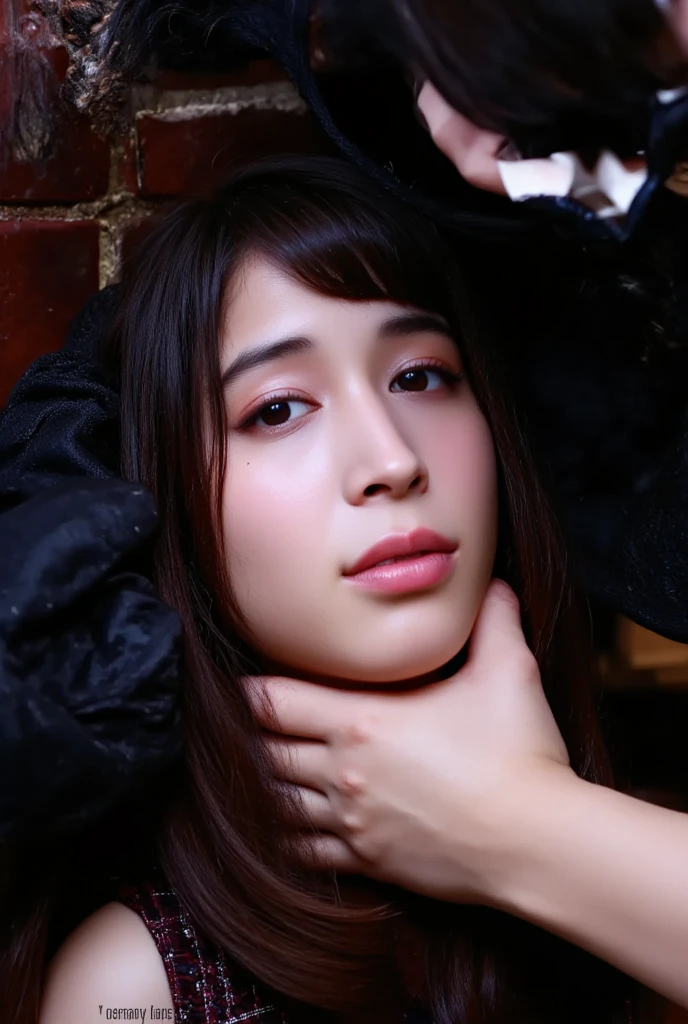 Cinema Lighting、(Key Light:Front 45 degree angle, Subsidy light、Faint backlight、Shadow), Accurate human body、Someone knowledgeable、Correct five-finger、RAW Photos、 4K - ultra-vivid、highest quality, masterpiece, Ultra-high resolution, (reality: 1.4),
(((Oilskin,Glowing Skin、Realistic skin texture、Beautiful skin in every detail、Shiny skin、Shiny skin)))、
Upper Body Shot, Low camera angle, Written boundary depth, Focus on the center, Focused girl、Background blur、Beautiful Eyes, Perfect face and eyes、
(night:1.8,)
girl, Short bob black hair, Early teens, Black hoodie with pockets, Checked mini skirt, Purple collar, Black face mask, Earrings,
Big Breasts, thin, Are standing , mischief,
zettai ryouiki, An absurd solution, Absurd details, highest quality, (((Big Breasts:1.3))), Grab your chest、 (((Lightweight off-the-shoulder sweater)))、White skin、(((Bitch、Sexy Bitch、Super heavy makeup,ga yaru makeup)))、Full Shot, (Ahegao:0.8)
