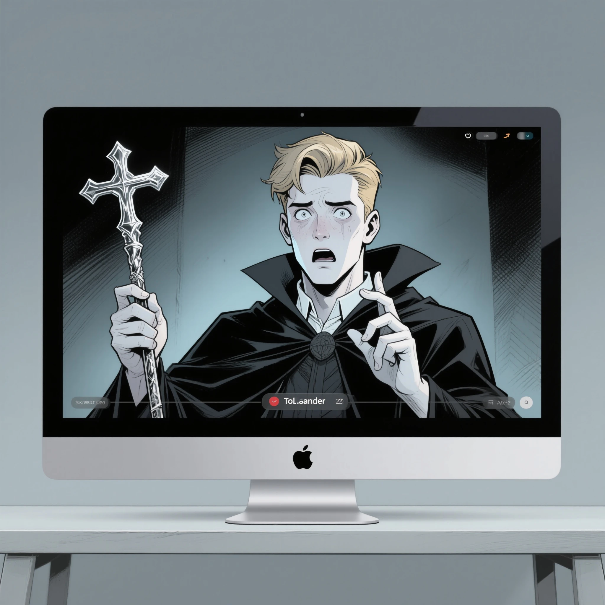 Prompt: "An evil skull day trader sitting in front of the computer making a trade, High quality image and resolution. Add the text &#39;Eder Santo Professional trader investments&#39; to the image."

