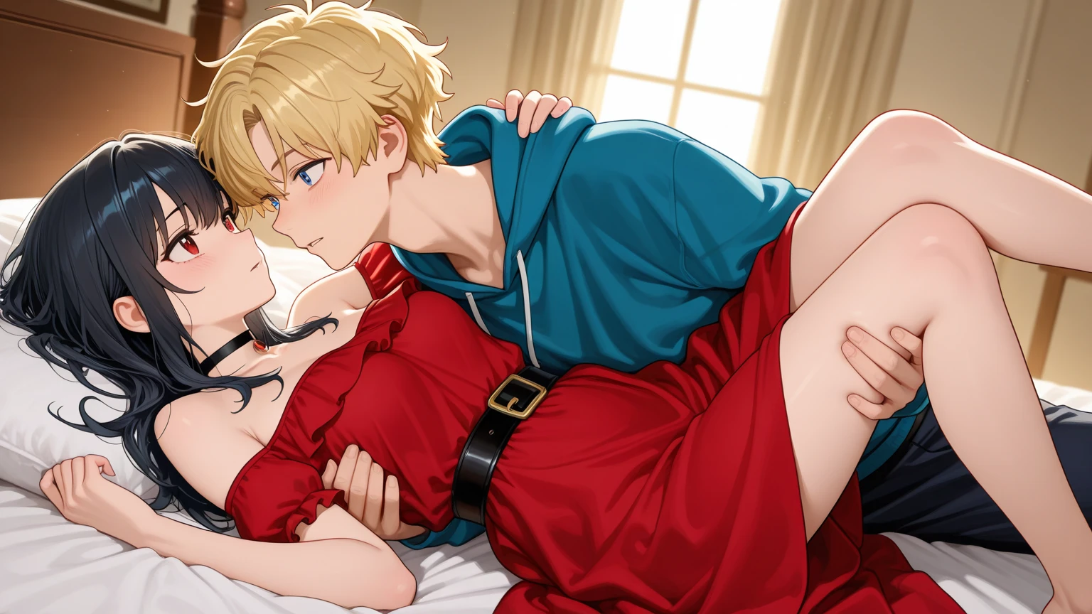 score_9, score_8_up, score_7_up, source_anime, highest quality, masterpiece, 1girl and 1boy, (1boy femnin, otokonoko, femboy, long hair), futa on male, futa is bigger, femdom, forced, uncensored, anal sex