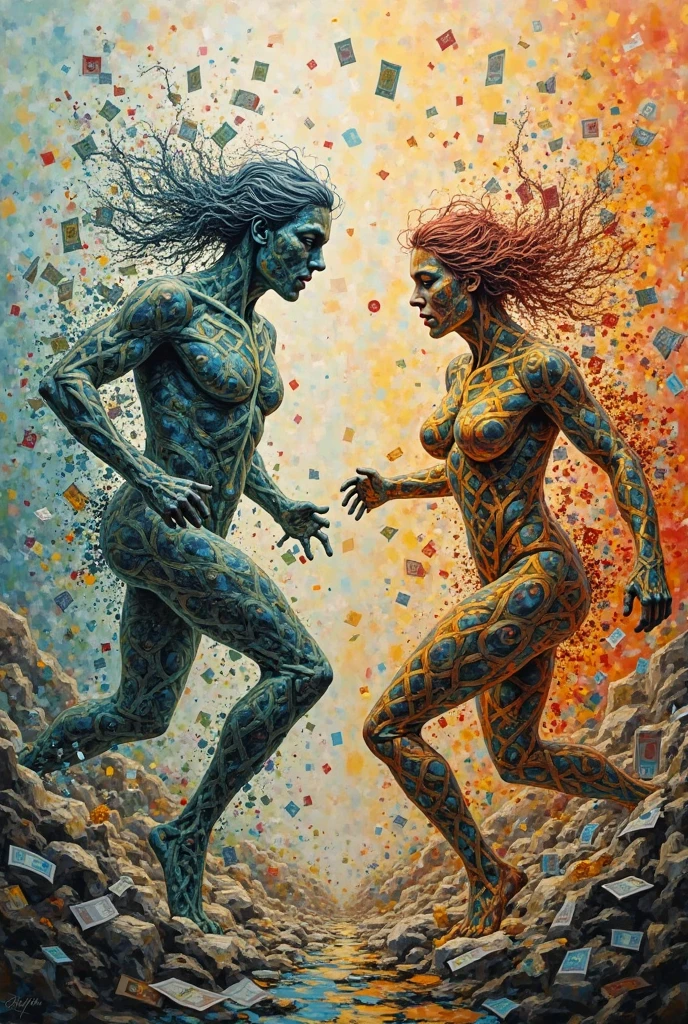 Aquaman (Orin, Arthur Curry, vintage, orange and green costume), dancing a vile stanky boogie with a mermaid princess, duo Aquaman and Mermaid Princess, rotoscope, cinematic, hyperrealism cartoon, hyper maximal, strange, shading for depth, 90's expressive comic style,
