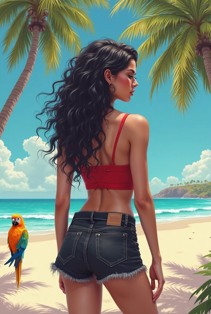 concept art <lora:FF-Style-James_Gilleard:1> in the style of James Gilleard, (art by Olivia Locher:1.2) , illustration of a concept art, Elusive elegant Bahamian (game art of Power:1.2) , wearing Tropical Boyfriend jeans from the Enlightenment Era, her hair is Charcoal and Teal, she has a Tattoos, Simple illustration, complementary colors, octane engine, james gilleard artwork . digital artwork, illustrative, painterly, matte painting, highly detailed