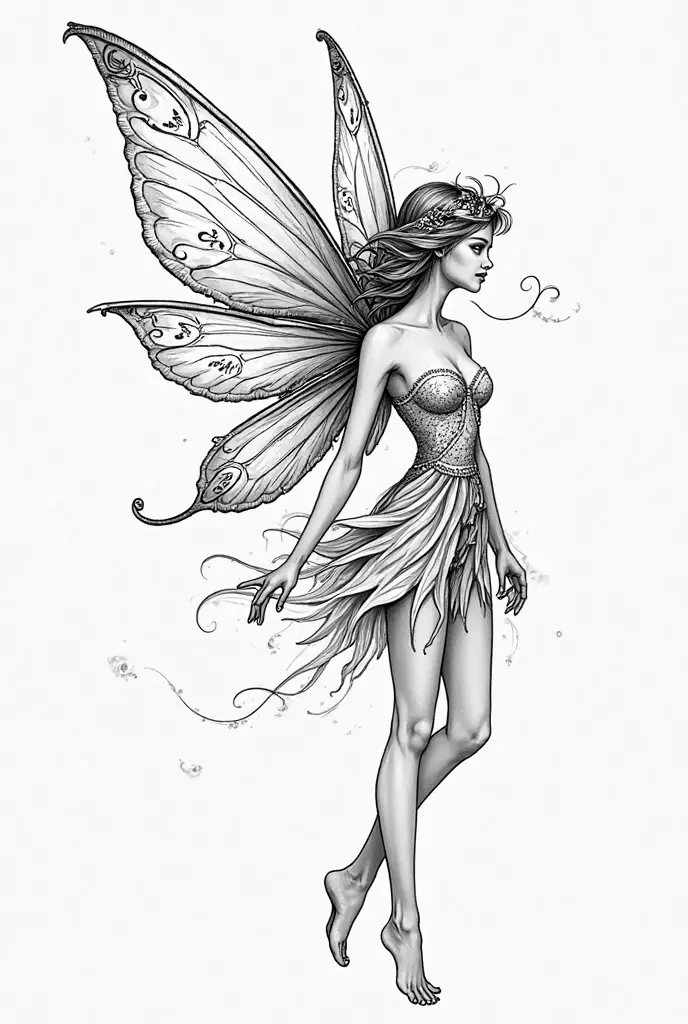 Create an outfit for a fashion show with the following theme and inspiration pencil drawing style as a sketch of a drawing of a fashion outfit a little drawing style a little simple in drawing style and more elaborate in the style of the outfit now to finish do it in the style of a sketch of a drawing of a dress/fashion clothing made by a human being make the style of the clothing a little more elaborate remember to put more fabric in the clothing don't forget the wings and roots :
theme: Roots and Wings Inspiration: This concept explores the duality between the roots that keep us anchored and the wings that allow us to fly.. The piece symbolizes the importance of recognizing our origins as we seek freedom and personal growth..