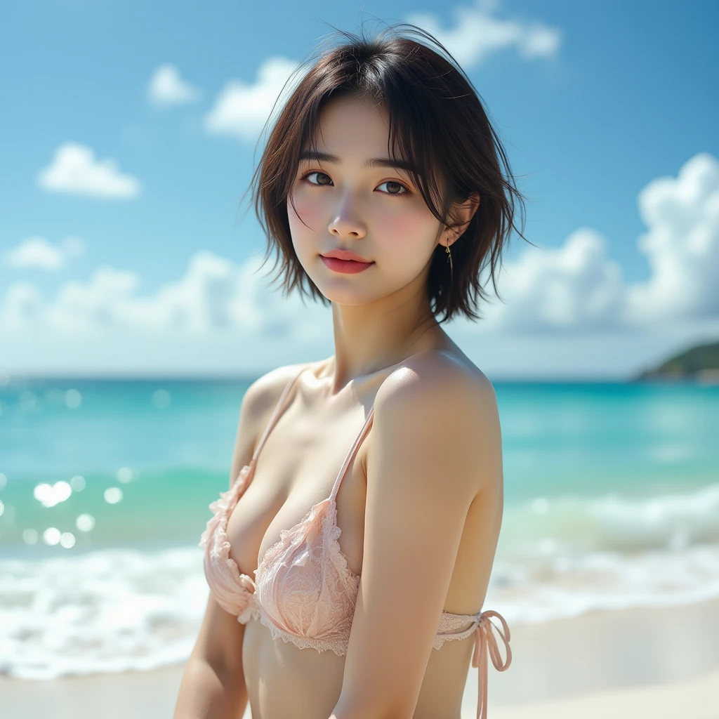 8K, (hyper reality: 1.35), (realistic: 1.4), 1 beautiful korean girl, smile, alone. light makeup, masterpiece, 最high quality, high quality, alone, No panties, No bra, Latin, puberty, only one girl, ((Completely naked!)) ,((No bra, No panties)),((perfect body)),((最high quality)),((Hola)),((very delicate and beautiful)),((Very shallow depth of field)), nffsw,((incredibly shallow depth of field)). be familiar with)), (((very delicate and beautiful)), (((Very shallow depth of field))), nffsw, (((incredibly absurd))), (((perfect body))), (((black hair )))) ))), (((short cut hair))), (((bobbed hair))), ((( Camera Eye)))), (((small tits))), (((幸せな最高のsmile))), Poor, my + background, dynamic angle, female focus, {particles of light}, 詳細なbackground, ((paul hedley)), soft lighting, (dramatic) sunset), sunset, very beautiful sunset, live action, realistic, top angle, かわいいsmile, (blurred background), 12 years old, skinny, ((Wind)), ((movement)), ((emotion)), ((colorful)), ((baby face)), ((beautiful teeth)), Wither, sea background