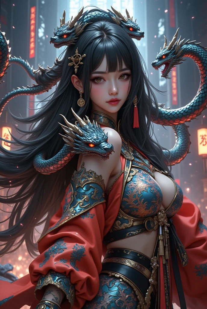 Close-up of a woman dressed in red,There is a snake on the shoulder, Extremely detailed Artgerm, Art germ. anime illustration, by Yang J, ruan jia and artgerm, 2. 5 D CGI anime fantasy artwork, Fanart Meilleure ArtStation, IG model | Art germ