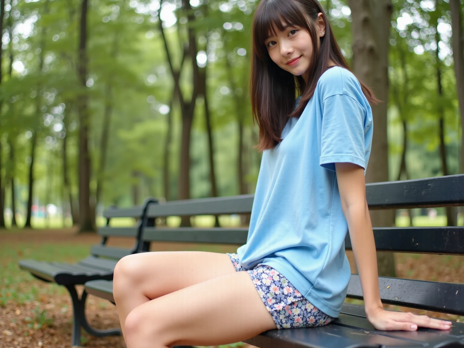1 Female,((One girl)),((16 years:1)), cowboy_shot,(from_front:1.5),Eye of the worm,squat,自分のfeetを抱きしめる, On the grass,10 generations, Very young,純真なbeautiful少女たち, Idol&#39;s face, Delicate girl:1,feet,knees,(elegant_Sandals:1),(Tunic blouse:1.0), (Ruffled tops:1.0), (trainer:1),(cardigan:1),Sleeves are longer than the wrist, overly too long sleeves, (denim_skirt:1.3),at the park,(knees_Away:0.8),(white_elegant_pantiess are visible:1.3),(seamless_pantiess:1.3), (Camel Toe:1), (race_embroidery_panties:0.8),,(panties丸見え:1.5) ,masterpiece, Highest quality, 8K,(beautiful_skin:1),Detailed face,Smooth bristles, Glowing black eyes,Sparkling eyes,Childish,RAW Photos, Professional Lighting, Film Grain, chromatic aberration,Expressionless, (Small eyes and face:1.0), (Bokeh:1.1),School Bags