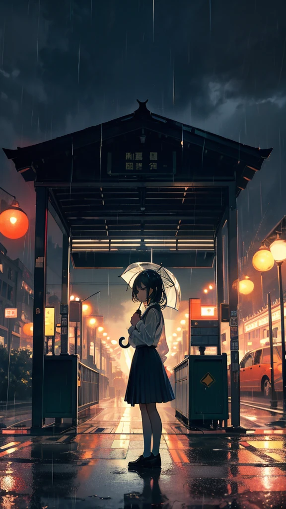 ((highest quality)), ((masterpiece)), (be familiar with), Girls, rain, Japanese style, Overlooking, jump, armed, battle