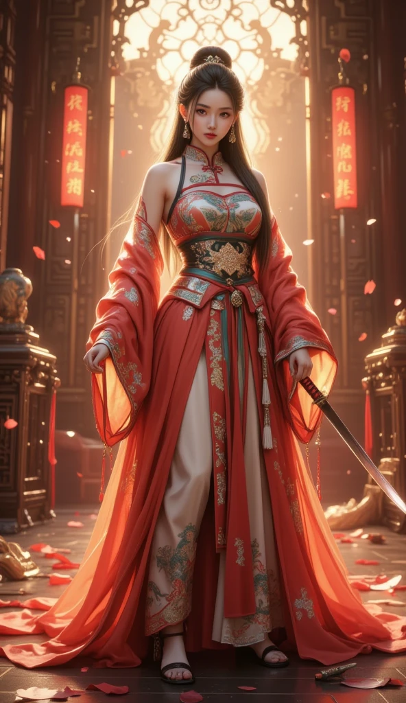 80 years old,Big breasted woman,Tang Dynasty,Dragon clothes,Female master,High martial arts,Faucet crutches