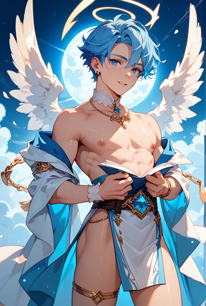 4k resolution, (Masterpiece:1), A small boy with vibrant, iridescent, cyan eyes and bare feet, arms raised in a triumphant pose, evoking an epic, cinematic feel. (Young:1.4), (Child:1.4), (Shota:1.4), (Male:1.4), (Boy:1.4), adorned in royal clothes fit for a king, evoking a sense of Royalty (1.4). The image focuses on his small, blushing feet, adding a touch of innocence and vulnerability to his epic posing. (Posing:1.4), (Cinematic:1), killua zoldyck