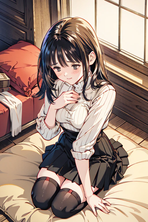 Sitting on a black sofa,looking ahead,from above,handjob,side view,face focus,open mouth,tongue out,cum on tongue,Licking a white dildo,(1girl,Beautiful 14 year old girl),((Slender,Small breasts,Baby Face,Small face,)),looking at viewer,Black Hair,bangs,two side up,Gray Eyes,Drooping eyes,slit pupils,narrow eyes,,Short sleeve shirt,Grey checked tie,Grey checked mini skirt,Navy blue socks,Beautiful and detailed anime art,Mischievous smile,Dimly lit room,Simple Background,Gray background,Low lighting