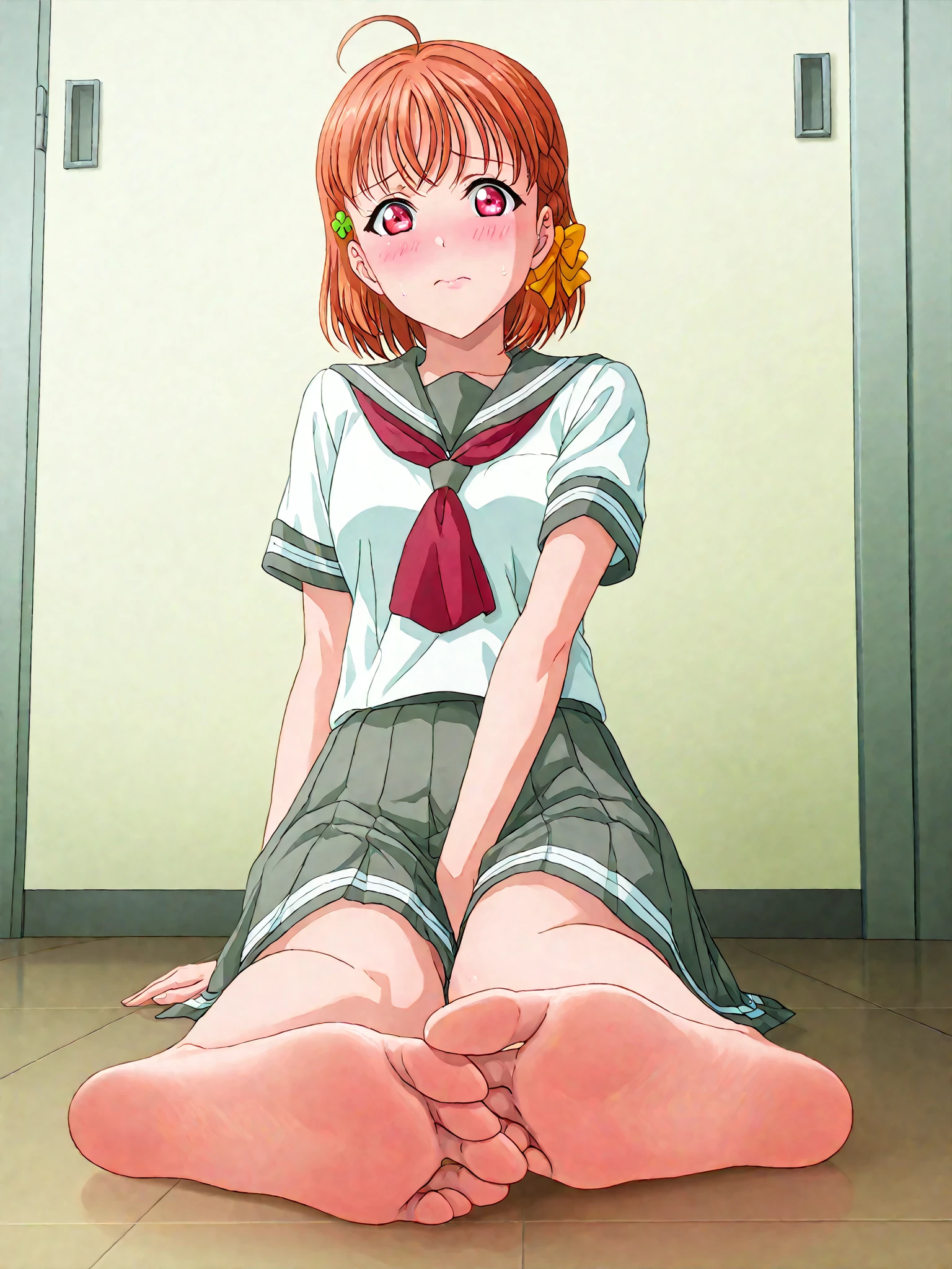 masterpiece, Highest quality, Soft lighting,  Looking at the audience, alone, smile, whole body,,(Browsing Caution),(Spread your legs,She spreads her organs to show her uterus), (orgasm: 1.5), (Sexy Body), (Big Breasts: 1.2),),((Cute Costumes:1.5)),(Pussy angle),(pussyfocus,pussyfocus),((Low length:1.5)),(((Young girl:1.5))),(7 years old),((Double Peace)),(((Little:1.4)),((Cute camitop:1.5)),(((squatting,open legs))),Magical Girl Lyrical Nanoha StrikerS: Vivio Takamachi (Young Ver.),(squat),((Not wearing)),((I'm showing my/I'm showing off my)),(((smile))),