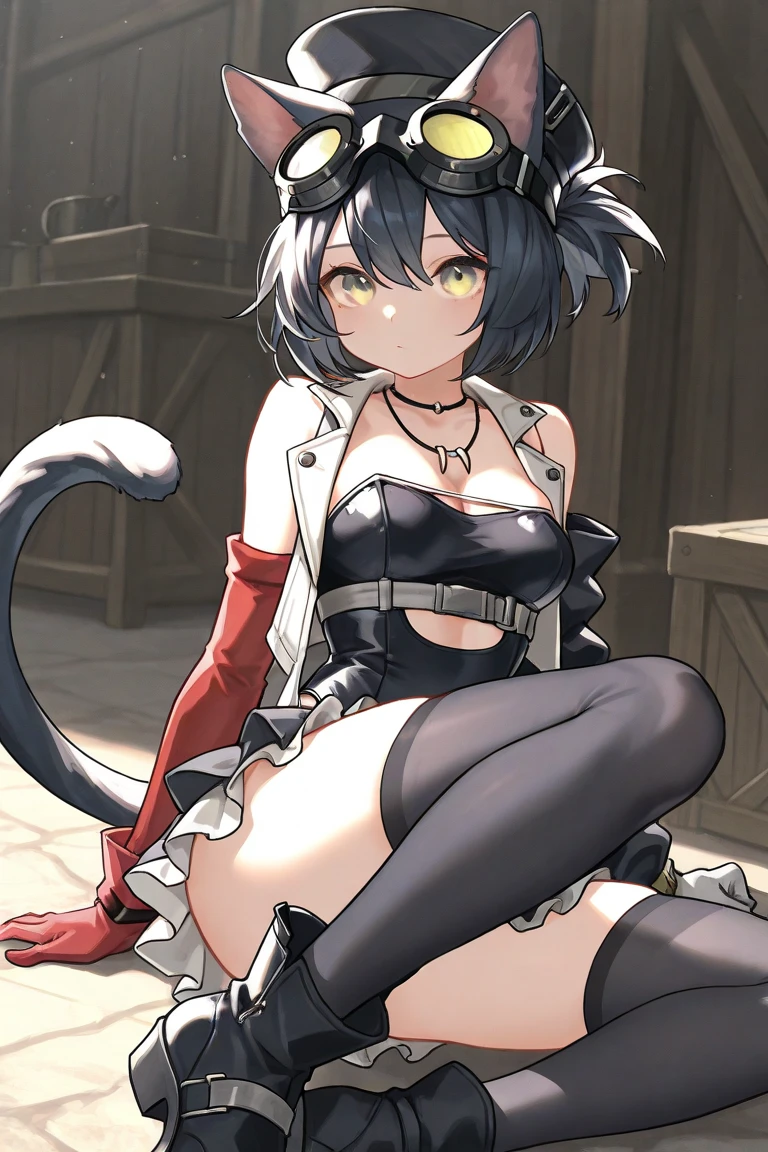 original outfit, 1girl, solo, breasts, cat girl, blush, looking at viewer,single glove, asymmetrical gloves, mismatched gloves, red gloves, black footwear, boots, leotard
paw pose
<lora:rockrockog-000008:0.9>