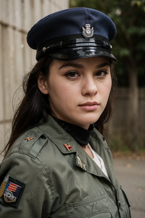 [1girl:DEN_alaskasmoker_SG:20],
posing by a (police car:1.2) (dressed:1.1) in a (police uniform:1.2), (police officer:1.3), police uniform, (police car:1.1), cuffs, (police:1.2), (uniform:1.3), police hat, hair tied back, tied back hair, trousers, top, jacket,
bokeh, f1.4, 40mm, photorealistic, raw, 8k, textured skin, skin pores, intricate details  <lora:epi_noiseoffset2:1>, epiCRealism