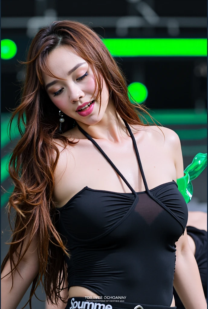 最high quality, masterpiece, 32k、Very detailed、Realistic、1 Girl, Japanese women、Rotate your hips and strike a pose、A sloppy smile、Cute face, (photo Actual:1.3),Twin tail hairstyle、Black Hair、Edge lighting, (Skin with attention to detail:1.2), 8K超High resolution, Single-lens reflex camera, high quality, High resolution, 4K, 8K, Optimal ratio of four fingers to one thumb, (Actual:1.3), cute 1 Girl, Realistic、Super Realistic、32k、Very detailed、masterpiece, 最high quality, beautiful girl, beauty、Gorgeous girl, Big Breasts,Big Breasts、Big Breasts、Big Ass, Tight waist, Spread your legs, Plenty of facial detail, Futuristic sexy lime green and white costume,High Grade、 Lime and white cyberpunk, Neon colored cat ear headband、Lime green lightsaber、Star Wars Lightsabers、Show your belly button、Futuristic Cyber Goggles、Swimsuit-like outfit、City of the Future, hologram, Neon lighting, Very detailedな, High resolution, masterpiece, high quality, High resolution, 