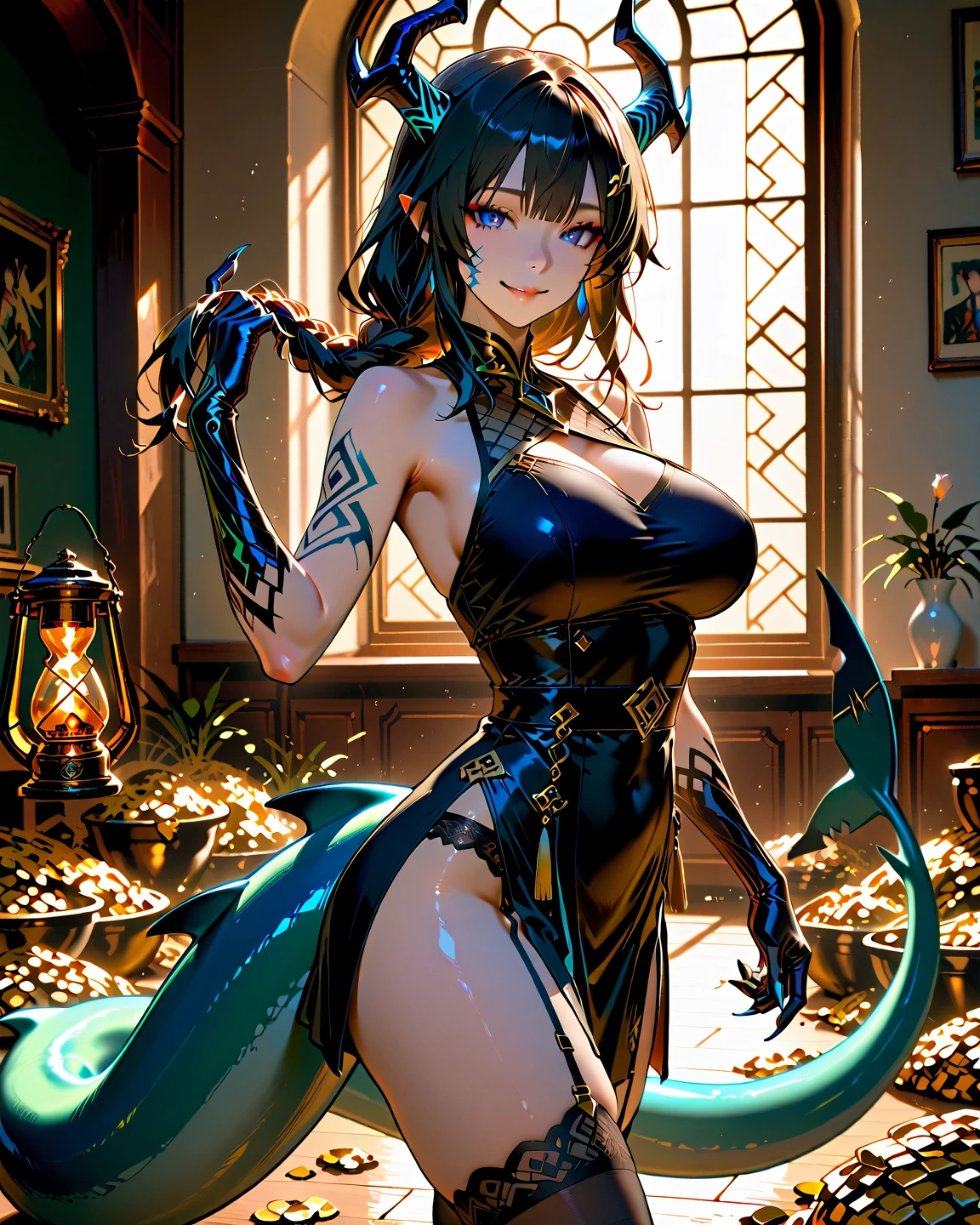 (((NSFW))), a stunning magica fantasy full body portrait of a steampunk busty woman in dark green underwear, age 15, feminine features plunging neckline, small ears, brown Hair, Smiling Happy, Dynamic Pose, Ticker, Fantasy, Extreme Detail, 4Kde, Ultra HD, Trending on ArtStation, Polished, Radiant, Vibrant, Background Lighting, 8Kdende UltraHD, Unreal Engine 5 Potion, intricately detailed, 3D vray finely detailed