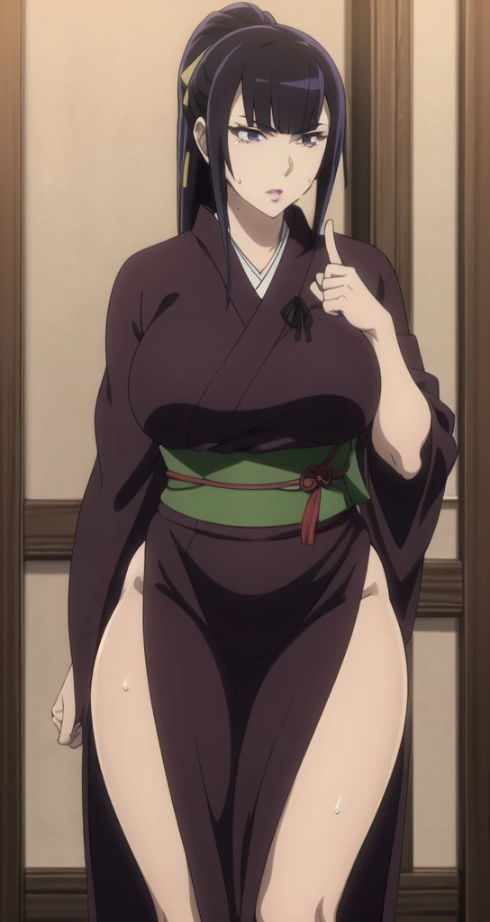nicorob, slicked back hair, large breasts, mature, obese, massive belly, very huge belly, very obese, morbidly obese, naked