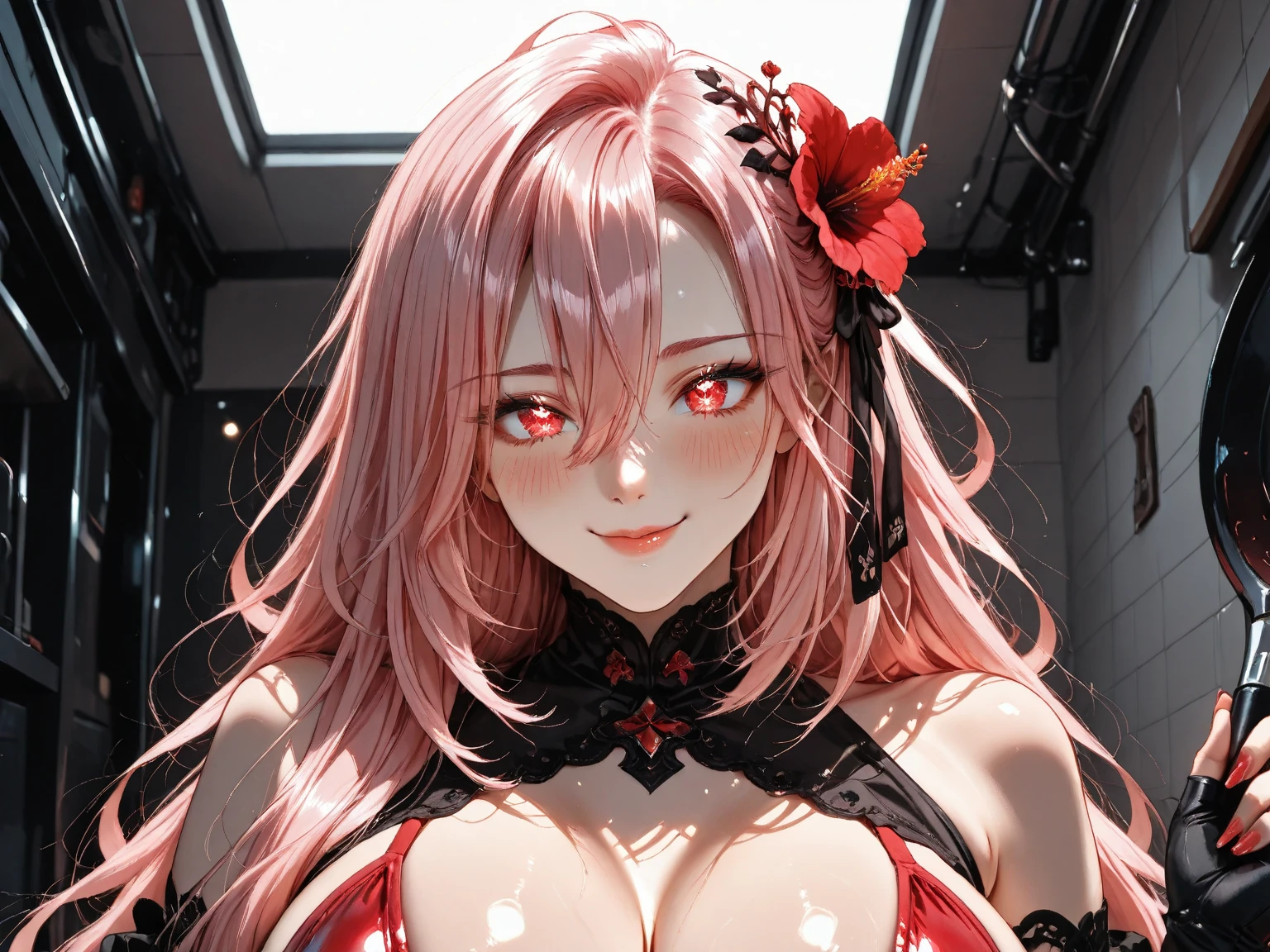 masterpiece,highest quality, Very detailed, High resolution, expensive resolution, High resolution, 4K, 8k, unity 8k wallpaper, Very detailed CG, masterpiece, 2D, 3D, Beautiful details, depth, Fine texture , highest quality: 1.3, Fully focused, Crispy.skin, .he,
Very cute anime girl 、bikini、Large Breasts、Pink medium-long hair wearing expensive , Two Girls、Holding a gun, Mole under the eye, looking at the viewer , expensive , blush, Mole, Lips parted, Hibiscus Hair Accessories, heart, Pink Eyes, choker