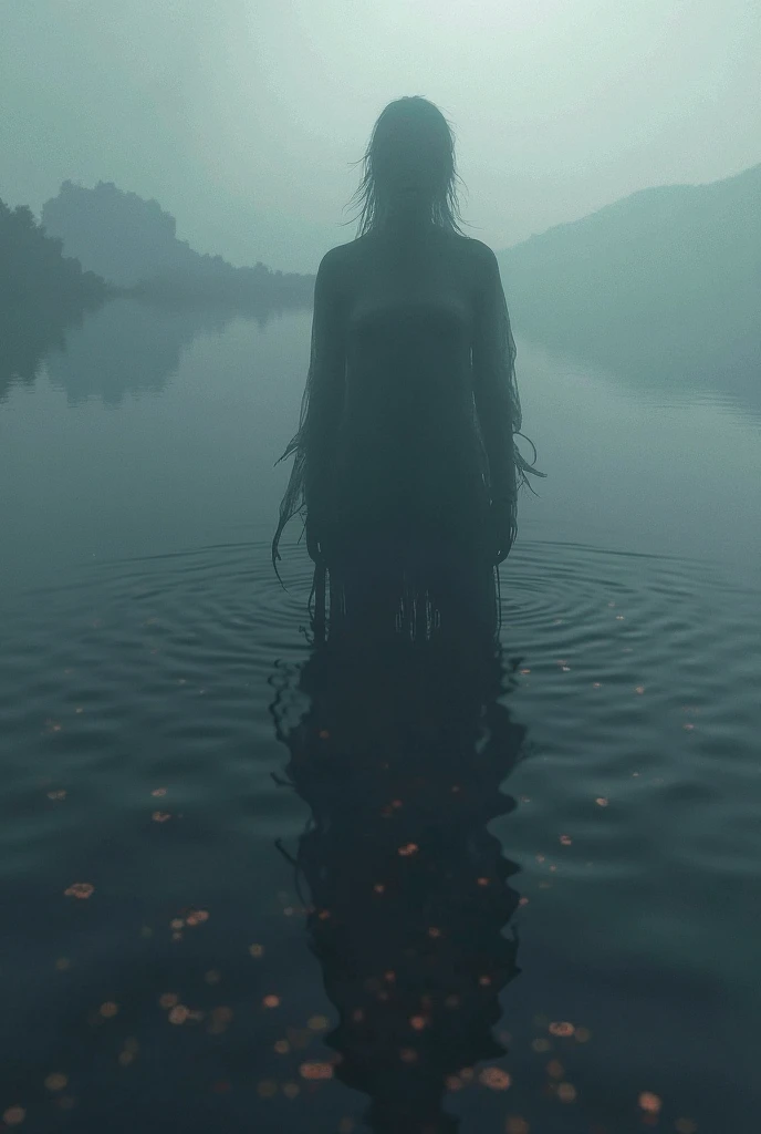 masterpiece, best-quality, realistic, detailed, dramatic light, horror art, gore, 1girl, Sadako, very long black hair, chubby body, huge large breasts, rotten gray-blue skin, wearing a white dress, coming out of a well, a haunted forest as background, naked with breasts on display