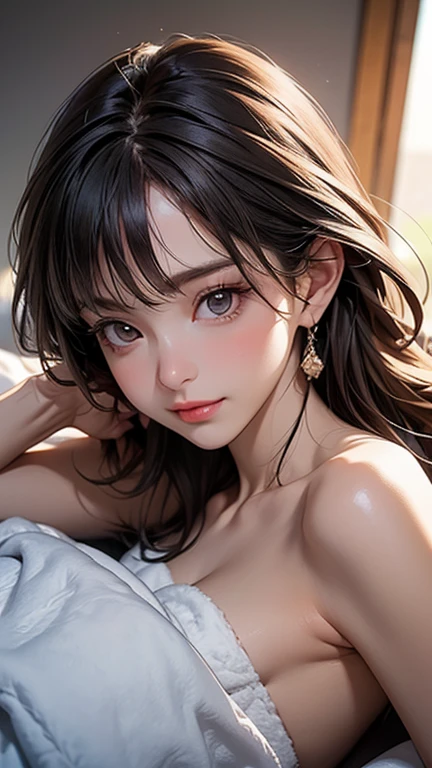8K.Highest quality), (beautiful)、Very delicate eyes、Brown eyes、Japanesld female、Brown Hair、，long hair，Gal、Soft boobs、nude、child，Natural lips、，，photo realistic，，look at view，female ejaculation，penis into pussy　nsfw, (spread pussy:1.3)
