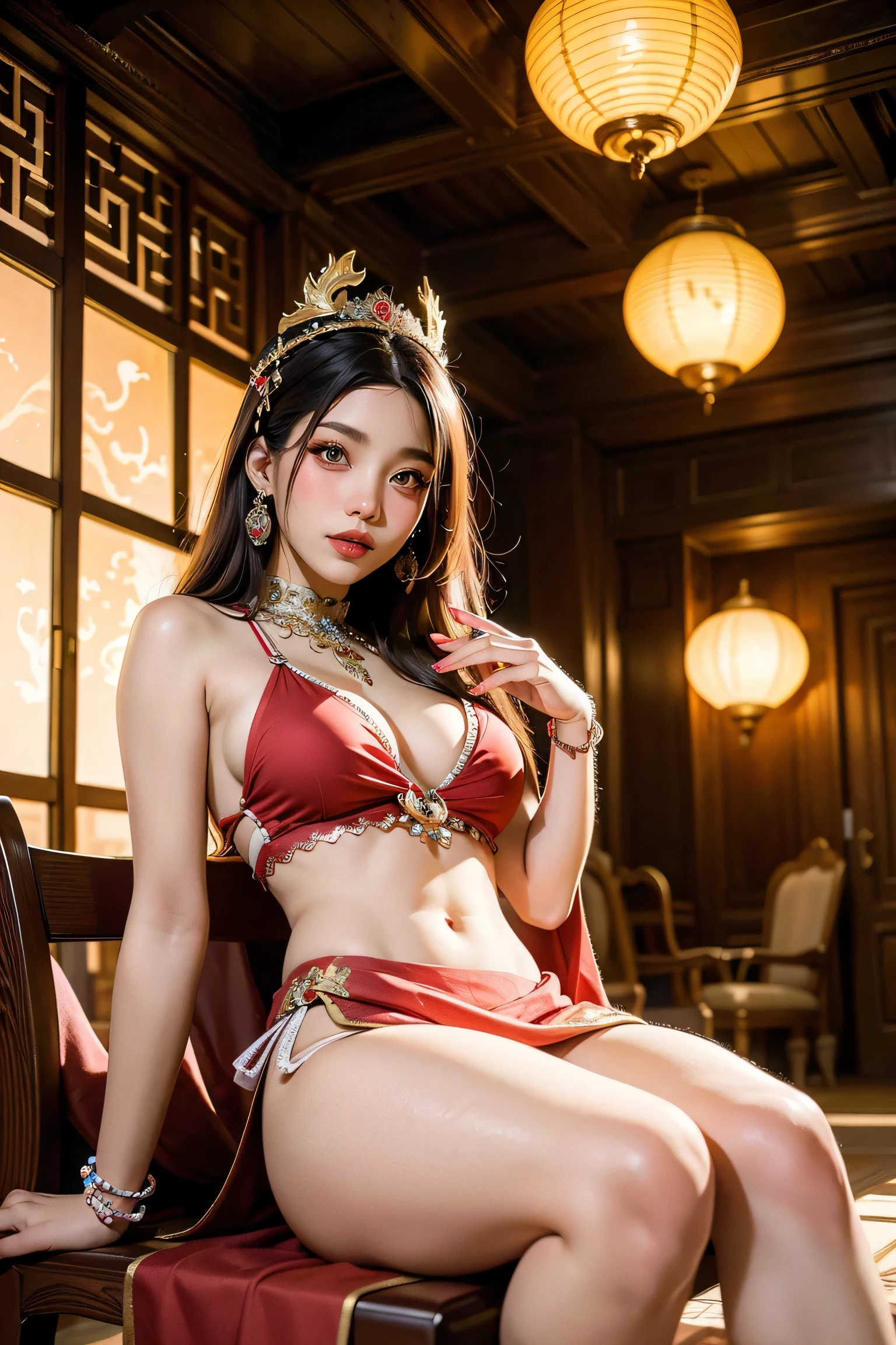 (heavy breasts)、top-quality、masterpiece、超A high resolution、(Blue Dragon Armor)、(((metals製))),(((Colossal tits)))、(((Detailed white micro bikini))),(Wearing a beautiful crown made of jewels),(Photorealsitic:1.4)、Raw photo、女の子1人、(((Random hair))、(((Take different poses)))、glowy skin、(((black chinese dragon)))、Intricate and ornate hair ornaments、(Looks like a gorgeous jewelry necklace)、(A person who sees with calm and goddess-like eyes)Happiness:1.2)、(metal bikini background)).((Beautiful coral and sea background))、Precipitous cliffs、(ruins background)、((super realistic details))、portlate、globalillumination、(sexypose)、Shadow、octan render、8K、Colossal tits、Raw skin exposed in the cleavage、metals、Details of complex ornaments、Japan details、highly intricate detail、Realistic light、CG Society Trenlow Eyes、Eyes shining towards the camera、Toostock、(veils)、(((Heavy Big))),Shining eyes shine、Armpit、