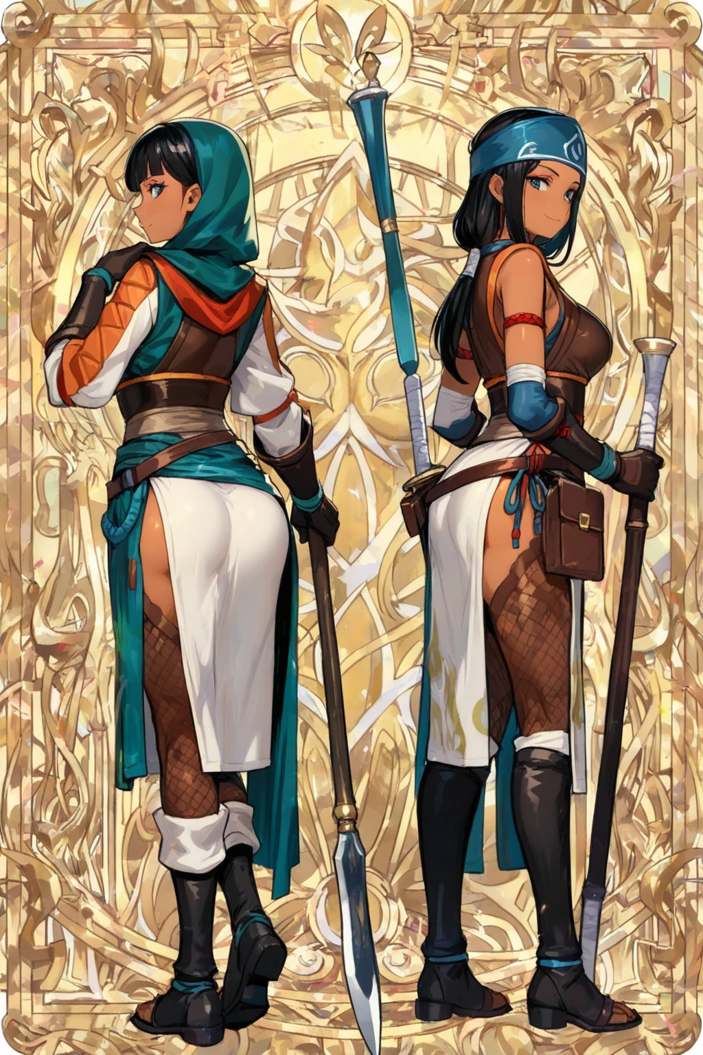 2 girls, elf, dark skinned with tanlines, topless, beach, small breasts, fat ass, bubble booty, pirate boots, covered in cum, covered in money, high quality resolution, very high quality, beautiful anime eyes, comparing asses
