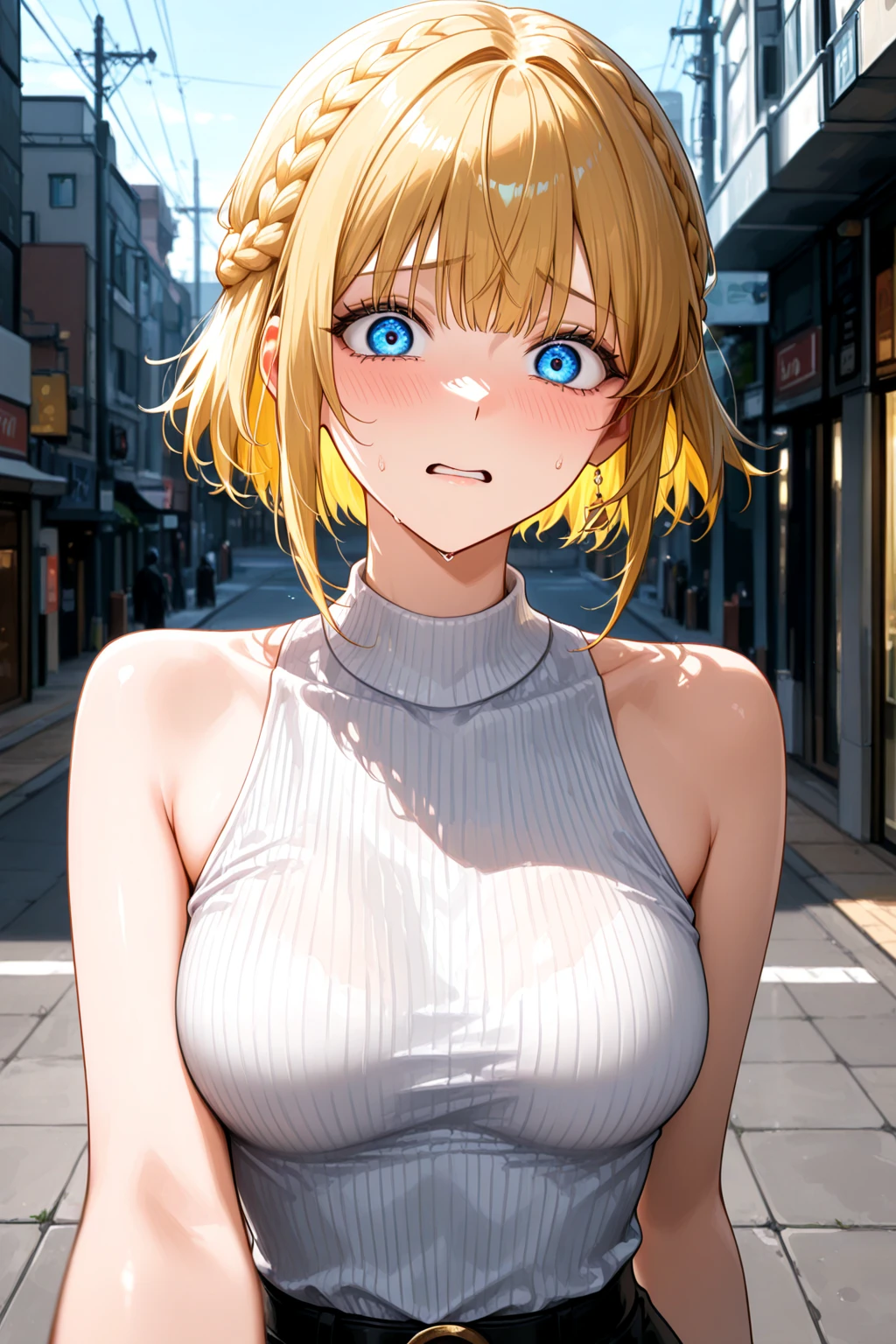 add_detail:1 Face (ultrahigh resolution) Face (details ultrahigh), Body (ultrahigh resolution) Body (details ultrahigh), wear (ultrahigh resolution) wear (details ultrahigh), Background (ultrahigh resolution) Background (details ultrahigh), Full body photo, city background. blue eyes, blonde hair, short hair, STRETT CLOTHES, URBAN CLOTHES) ,masterpiece, best quality, ultra-detailed, high resolution, super detailed skin, perfect anatomy, detailed,full body see,