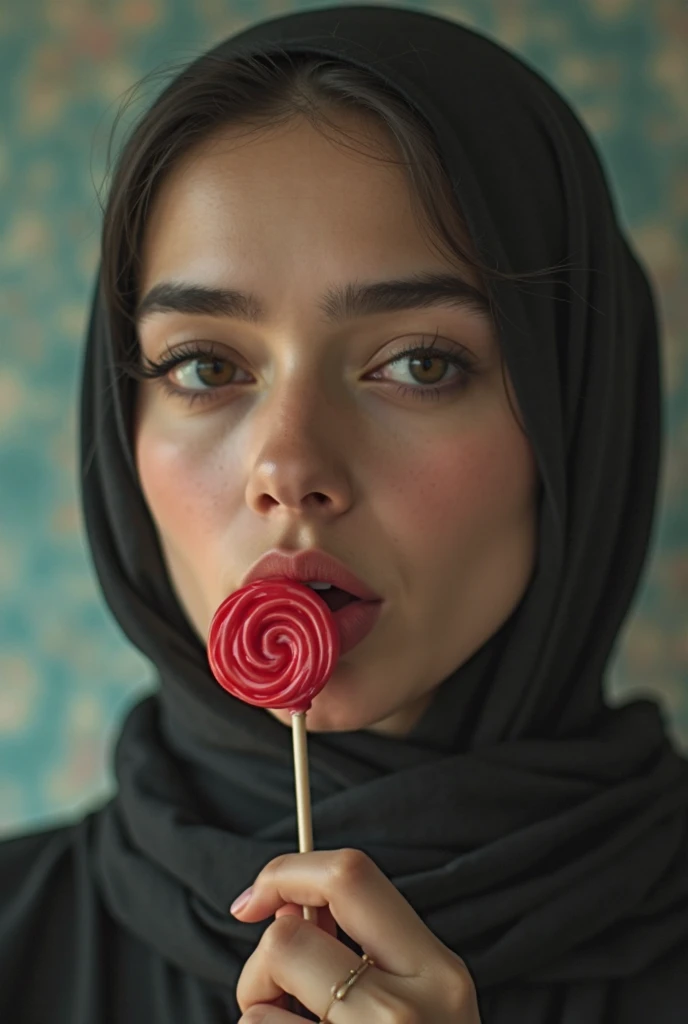 A busty hijabi with erect nipples and sperm on her face