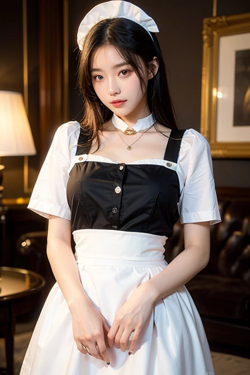 girl with、Golden mesh on black hair.、poker、Casino distributors、Dark casino、8k、dramatic cinema lighting、Holding two playing cards、White collared shirt、、a thin、18 years、Cold、Cold、castor、Put your hands on your 、Go to this,Sit at a dark casino table、united_dicephalus, (Two heads:1.3)