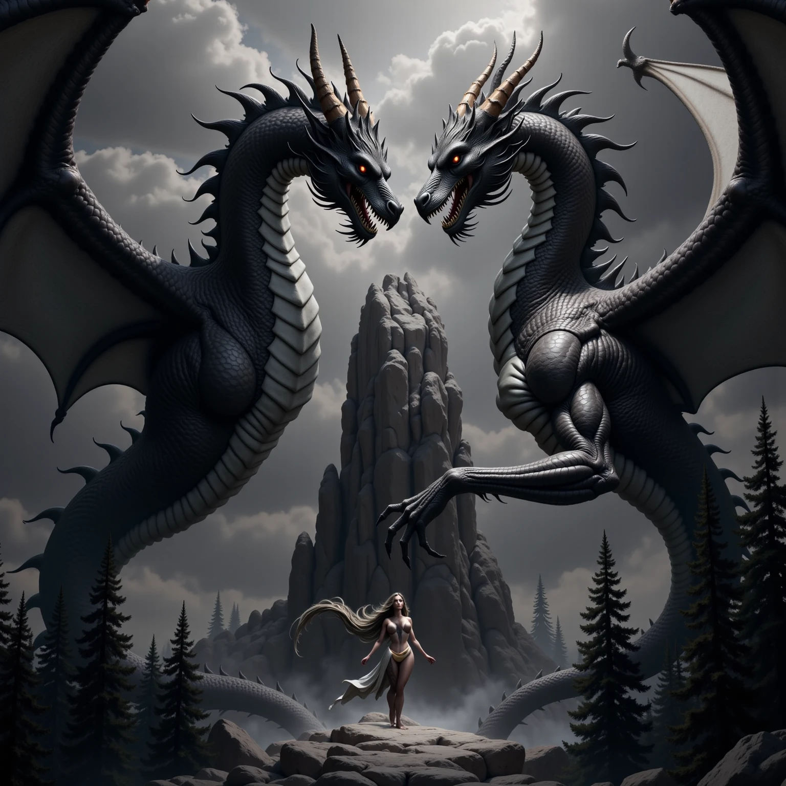 drawing of a dragon with a long tail standing on a rock, scarred dragon, storm dragon, dragon art, ancalagon the black, anthropomorphic dragon, mainly grayscale, but as an anthropomorphic dragon, a dragon, Dragon in the background, but like a dragon, wyvern, dragon!, anthro dragon art, dragon shooting art
